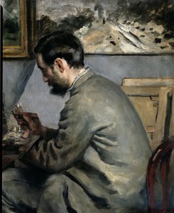 Frederick Bazille maalaustelineessaan, 1867 öljy kankaalle yksityiskohta numerosta 28936